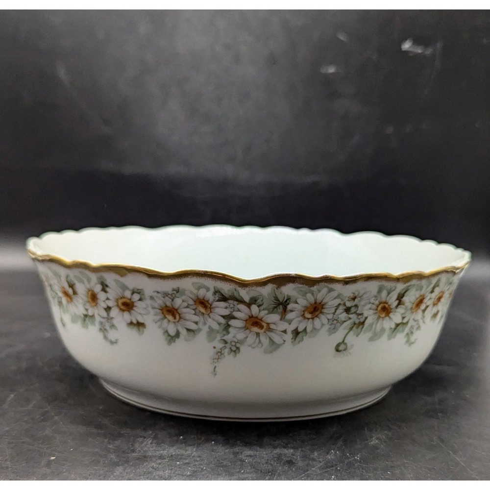 Antique Elite Works Limoges 9.75" Round Vegetable Serving Bowl Floral Daisy